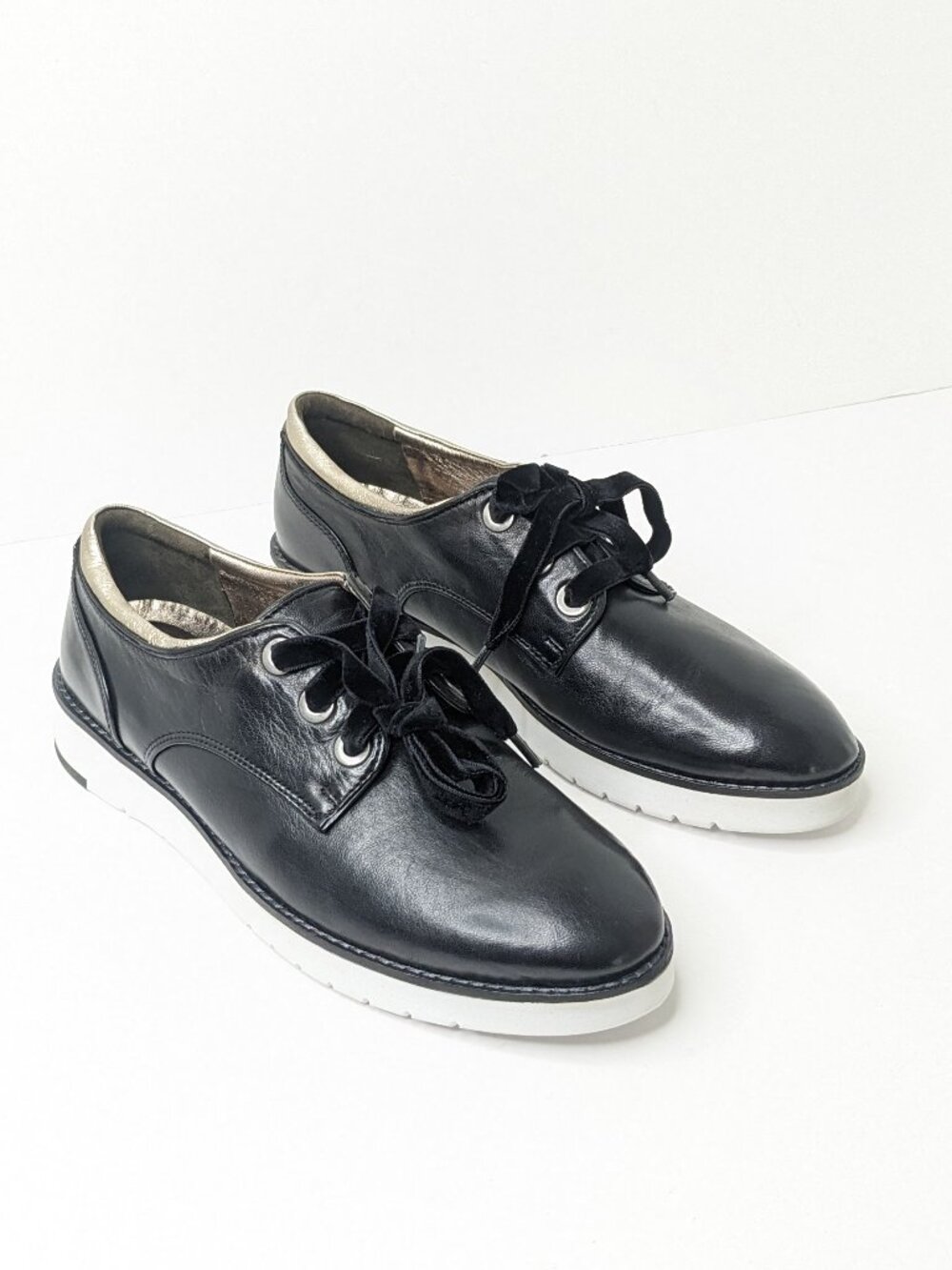 Johnston & Murphy Payson Lace-up Oxford Shoes Black Leather Women's 7.5